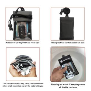 Waterproof Car Key FOB Case Floating Wallet Pouch for Remote Keys ID Credit Card Cash Money Dry Bag Holder for Swimming Black