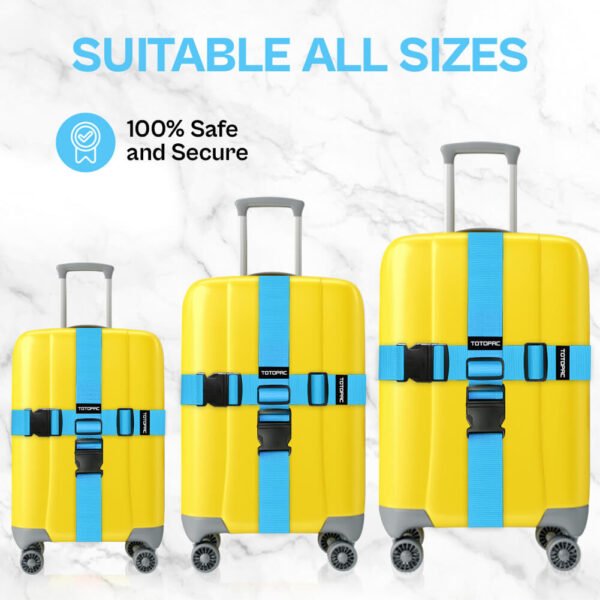 4 Pack Luggage Straps, Adjustable Suitcase Belts 70.87" x 1.97" with Quick Release Buckle, Durable Travel Accessories for Secure Luggage and Easy Identification (Blue)