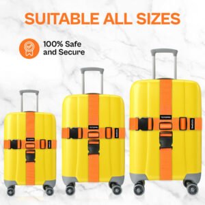 4 Pack Luggage Straps, Adjustable Suitcase Belts 70.87" x 1.97" with Quick Release Buckle, Durable Travel Accessories for Secure Luggage and Easy Identification (Orange)