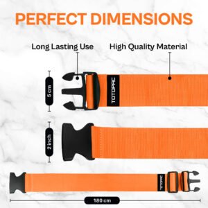 4 Pack Luggage Straps, Adjustable Suitcase Belts 70.87" x 1.97" with Quick Release Buckle, Durable Travel Accessories for Secure Luggage and Easy Identification (Orange)