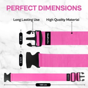 4 Pack Luggage Straps, Adjustable Suitcase Belts 70.87" x 1.97" with Quick Release Buckle, Durable Travel Accessories for Secure Luggage and Easy Identification (Pink)