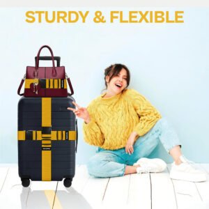 4 Pack Luggage Straps, Adjustable Suitcase Belts 70.87" x 1.97" with Quick Release Buckle, Durable Travel Accessories for Secure Luggage and Easy Identification (Yellow)