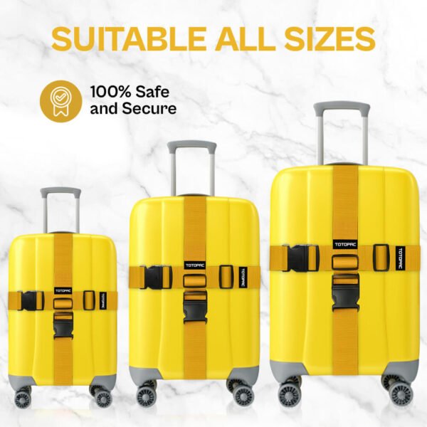 4 Pack Luggage Straps, Adjustable Suitcase Belts 70.87" x 1.97" with Quick Release Buckle, Durable Travel Accessories for Secure Luggage and Easy Identification (Yellow)