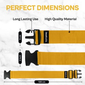 4 Pack Luggage Straps, Adjustable Suitcase Belts 70.87" x 1.97" with Quick Release Buckle, Durable Travel Accessories for Secure Luggage and Easy Identification (Yellow)