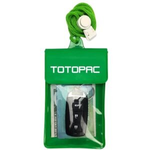 TOTOPAC Waterproof Car Key FOB Pouch Submersible Dry Bag Holder for ID, Credit Cards, Cash, Keys | Swim, Surf, Water Sports Key Case, Floating Wallet for Outdoor Adventures (Green)