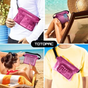 TOTOPAC 2 Pack Waterproof Waist Bag, 9x6.7 Inch Pouch with Adjustable Strap Dry Bag for Phones and Valuables, Perfect for Beach Boating Swimming Kayaking Snorkeling Water Park (2, Pink + Grey)